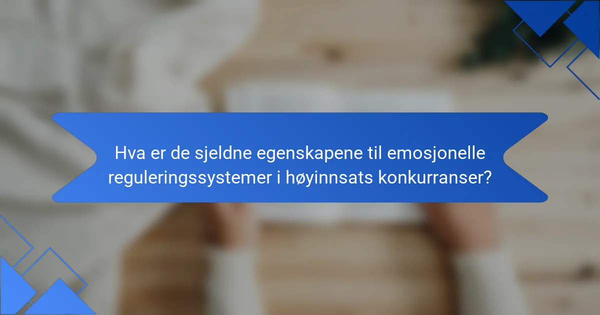 Hva er de sjeldne egenskapene til emosjonelle reguleringssystemer i høyinnsats konkurranser?